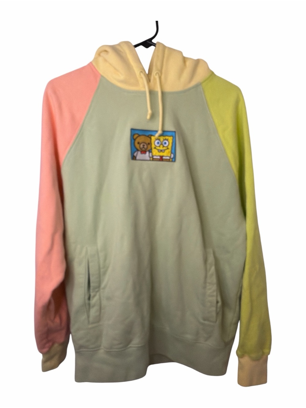 Mens TEDDY FRESH Color Block SpongeBob Square Pants Hoodie Sz M